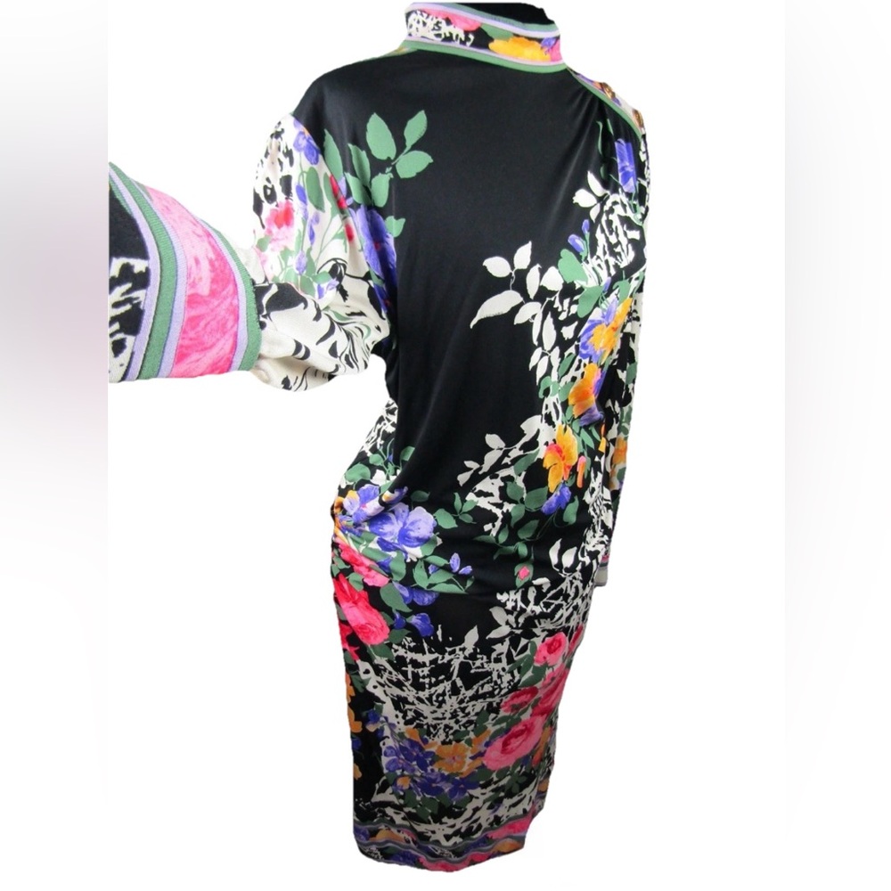 Mikado Vintage French Silk Floral Sheer Stretch Pencil Dress